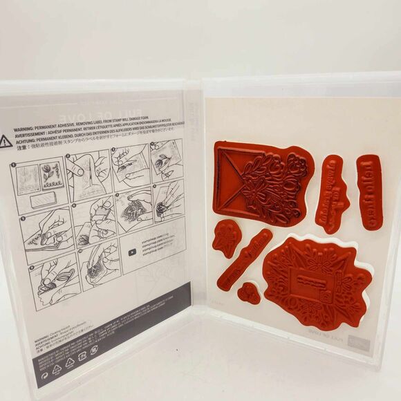 Stampin Up Full of Love #159273 Cling Stamp Set 7 Pc Flowers Valentine Greetings - Picture 2 of 3